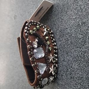 Faix Stones Faux Leather adjustable brown bracelet